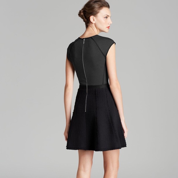 Rebecca Taylor Tweed Combo Dress In Black - Picture 3 of 10